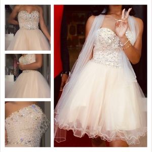 Prom/Princess Sleeveless Sweetheart Beading Tulle Short/Mini Dress XS